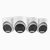 ADL500 - Lot de 4 Caméra de sécurité CCTV filaire à double lumière, f/1.2 Super Ouverture, signal de sortie 4-en-1, microphone intégré, IP67 résistant aux intempéries