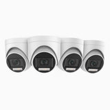 ADL500 - Lot de 4 Caméra de sécurité CCTV filaire à double lumière, f/1.2 Super Ouverture, signal de sortie 4-en-1, microphone intégré, IP67 résistant aux intempéries