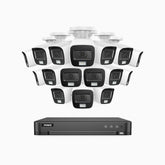 ADLK800 - Kit de surveillance CCTV filaire à double lumière 4K à 16 canaux avec 16 caméras, 3840x2160@20fps, f/1.6 Super Ouverture, signal de sortie 4-en-1, IP67