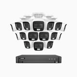 ADLK800 - Kit de surveillance CCTV filaire à double lumière 4K à 16 canaux avec 16 caméras, 3840x2160@20fps, f/1.6 Super Ouverture, signal de sortie 4-en-1, IP67