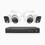 ADLK800 - Kit de surveillance CCTV filaire à double lumière 4K à 8 canaux avec 2 caméras bullet et 2 caméras tourelle, 3840x2160@20fps, f/1.6 Super Ouverture, signal de sortie 4-en-1, IP67