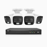 ADLK800 - Kit de surveillance CCTV filaire à double lumière 4K à 8 canaux avec 4 caméras, 3840x2160@20fps, f/1.6 Super Ouverture, signal de sortie 4-en-1, IP67