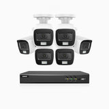 ADLK800 - Kit de surveillance CCTV filaire à double lumière 4K à 8 canaux avec 6 caméras, 3840x2160@20fps, f/1.6 Super Ouverture, signal de sortie 4-en-1, IP67