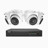 EL200 - Kit de surveillance filaire 1080p à 4 canaux avec 4 caméras, DVR intelligent avec détection humaine et véhicule, vision nocturne infrarouge de 66 pieds, signal de sortie 4-en-1, IP67