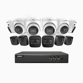 EL200 - Kit de surveillance filaire 1080p à 16 canaux avec 6 caméras bullet et 6 caméra tourelle, DVR intelligent avec détection humaine et véhicule, vision nocturne infrarouge de 66 pieds, signal de sortie 4-en-1, IP67
