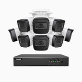 EL200 - Kit de surveillance filaire 1080p à 16 canaux avec 8 caméras, DVR intelligent avec détection humaine et véhicule, vision nocturne infrarouge de 66 pieds, signal de sortie 4-en-1, IP67