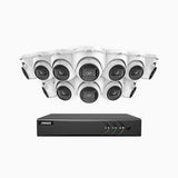 EL200 - Kit de surveillance filaire 1080p à 16 canaux avec 12 caméras, DVR intelligent avec détection humaine et véhicule, vision nocturne infrarouge de 66 pieds, signal de sortie 4-en-1, IP67