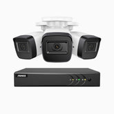 EL200 - Kit de surveillance filaire 1080p à 8 canaux avec 3 caméras, DVR intelligent avec détection humaine et véhicule, vision nocturne infrarouge de 66 pieds, signal de sortie 4-en-1, IP67