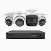 EL200 - Kit de surveillance filaire 1080p à 8 canaux avec 1 caméras bullet et 3 caméra tourelle, DVR intelligent avec détection humaine et véhicule, vision nocturne infrarouge de 66 pieds, signal de sortie 4-en-1, IP67