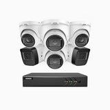EL200 - Kit de surveillance filaire 1080p à 8 canaux avec 2 caméras bullet et 4 caméra tourelle, DVR intelligent avec détection humaine et véhicule, vision nocturne infrarouge de 66 pieds, signal de sortie 4-en-1, IP67