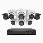 EL200 - Kit de surveillance filaire 1080p à 8 canaux avec 2 caméras bullet et 6 caméra tourelle, DVR intelligent avec détection humaine et véhicule, vision nocturne infrarouge de 66 pieds, signal de sortie 4-en-1, IP67