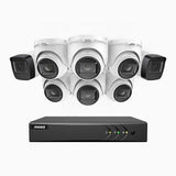 EL200 - Kit de surveillance filaire 1080p à 8 canaux avec 2 caméras bullet et 6 caméra tourelle, DVR intelligent avec détection humaine et véhicule, vision nocturne infrarouge de 66 pieds, signal de sortie 4-en-1, IP67