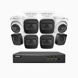 EL200 - Kit de surveillance filaire 1080p à 8 canaux avec 6 caméras bullet et 2 caméra tourelle, DVR intelligent avec détection humaine et véhicule, vision nocturne infrarouge de 66 pieds, signal de sortie 4-en-1, IP67