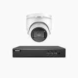 EL200 - Kit de surveillance filaire 1080p à 8 canaux avec 1 caméras, DVR intelligent avec détection humaine et véhicule, vision nocturne infrarouge de 66 pieds, signal de sortie 4-en-1, IP67