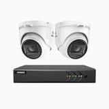 EL200 - Kit de surveillance filaire 1080p à 8 canaux avec 2 caméras, DVR intelligent avec détection humaine et véhicule, vision nocturne infrarouge de 66 pieds, signal de sortie 4-en-1, IP67
