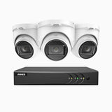 EL200 - Kit de surveillance filaire 1080p à 8 canaux avec 3 caméras, DVR intelligent avec détection humaine et véhicule, vision nocturne infrarouge de 66 pieds, signal de sortie 4-en-1, IP67