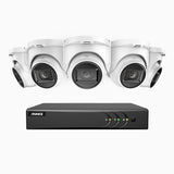 EL200 - Kit de surveillance filaire 1080p à 8 canaux avec 5 caméras, DVR intelligent avec détection humaine et véhicule, vision nocturne infrarouge de 66 pieds, signal de sortie 4-en-1, IP67