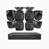 EL200 - Kit de surveillance filaire 1080p à 8 canaux avec 6 caméras bullet et 2 caméra tourelle, DVR intelligent avec détection humaine et véhicule, vision nocturne infrarouge de 66 pieds, signal de sortie 4-en-1, IP67