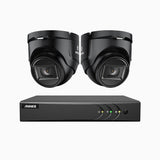 EL200 - Kit de surveillance filaire 1080p à 8 canaux avec 2 caméras, DVR intelligent avec détection humaine et véhicule, vision nocturne infrarouge de 66 pieds, signal de sortie 4-en-1, IP67