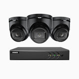 EL200 - Kit de surveillance filaire 1080p à 8 canaux avec 3 caméras, DVR intelligent avec détection humaine et véhicule, vision nocturne infrarouge de 66 pieds, signal de sortie 4-en-1, IP67