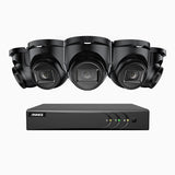 EL200 - Kit de surveillance filaire 1080p à 8 canaux avec 5 caméras, DVR intelligent avec détection humaine et véhicule, vision nocturne infrarouge de 66 pieds, signal de sortie 4-en-1, IP67
