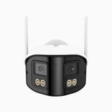 WCD400P - Caméra de sécurité extérieure sans fil 4MP à double objectif, angle 170°, WiFi bi-bande 2,4/5 GHz, vision nocturne en couleur, détection de mouvement, audio bidirectionnel, compatible avec Alexa