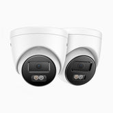 C1200 - Lot de 2 Caméra de surveillance extérieure PoE 4K 12MP, vision nocturne couleur et IR, détection humaine et véhiculaire, H.265+, microphone intégré, stockage local maximal de 512 Go, IP67