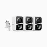 Custos - Lot de 3 Caméra de sécurité extérieure 3MP WiFi Batterie à énergie solaire, batterie rechargeable 4400 mAh, sirène et alarme stroboscopique, audio bidirectionnel, cloud et max. Stockage local de 128 Go, fonctionne avec Alexa