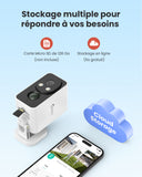 Caméra de surveillance extérieure 2K sans fil sur batterie, 180° Panoramique Wi-Fi intérieure/extérieure avec vision nocturne couleur, détection de mouvement PIR, audio bidirectionnel, stockage Cloud/carte SD, compatible Alexa, Wi-Fi 2,4 GHz