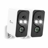 Caméra de surveillance extérieure 2K sans fil sur batterie, 180° Panoramique Wi-Fi intérieure/extérieure avec vision nocturne couleur, détection de mouvement PIR, audio bidirectionnel, stockage Cloud/carte SD, compatible Alexa, Wi-Fi 2,4 GHz