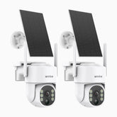 WB400 - Lot de 2 Caméra de Surveillance Extérieure Sans Fil 4MP, WiFi Bi-Bande, Pan 270° & Tilt 90°, Batterie 9000 mAh & Panneau Solaire, Détection de Mouvement, Audio Bidirectionnel