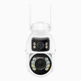 WCD1012 – Caméra de Surveillance PTZ extérieure WiFi sans fil 10MP UHD à double objectif, Vue Panoramique 360°, Zoom Optique 12X, Vision Nocturne Bicolore Intelligente, Audio Bidirectionnel, 270° Pan & 90° Tilt, Stockage Local jusqu’à 256 Go