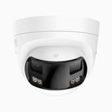 FCD800 - Caméra de sécurité extérieure PoE à double objectif 8MP UHD, vue panoramique à 180°, vision nocturne intelligente à double éclairage, audio bidirectionnel, sirène et alarme actives, détection humaine et de véhicules, IP67