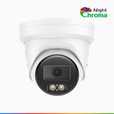 NightChroma<sup>TM</sup> NC800 - Caméra de Surveillance extérieure PoE 4K, Vision nocturne couleur ultime, super ouverture f/1.0 (0,0005 Lux), Détection Personne-Véhicule, Microphone intégré, Analyse comportementale intelligente