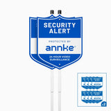 Lot de 2 ANNKE Panneau de Vidéosurveillance 10" en Aluminium Robuste, avec Piquet de Sol et 16 Autocollants, Réfléchissant et Résistant à la Décoloration, pour Maison, Jardin et Propriété