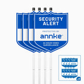 Lot de 4 ANNKE Panneau de Vidéosurveillance 10" en Aluminium Robuste, avec Piquet de Sol et 32 Autocollants, Réfléchissant et Résistant à la Décoloration, pour Maison, Jardin et Propriété