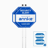 Lot de 2 ANNKE Panneau de Vidéosurveillance 10" en Aluminium Robuste, avec Piquet de Sol et 16 Autocollants, Réfléchissant et Résistant à la Décoloration, pour Maison, Jardin et Propriété