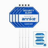 Lot de 4 ANNKE Panneau de Vidéosurveillance 10" en Aluminium Robuste, avec Piquet de Sol et 32 Autocollants, Réfléchissant et Résistant à la Décoloration, pour Maison, Jardin et Propriété