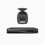 H500P - Kit de surveillance PoE 3K à 4 canaux avec 1 caméras, vision nocturne en couleur et infrarouge, résolution 3072*1728, ouverture f/1.6 (0.005 Lux), détection humaine et véhicule, microphone intégré, IP67