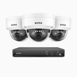 H500 - Kit de surveillance PoE 5MP à 4 canaux avec 3 caméras, Vision nocturne intelligente à double éclairage, 3072 × 1728 à 20 ips, détection intelligente des personnes et des véhicules, microphone intégré, IP67