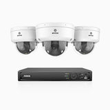 HZ804 - Kit de surveillance 4K à 4 canaux avec 3 PoE caméras, Zoom optique 4X, vision nocturne à deux lumières, détection de mouvement 2.0, Microphone intégré, sirène et alarme stroboscopique