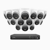 H500 - Kit de surveillance PoE 5MP à 16 canaux avec 16 caméras, Vision nocturne intelligente à double éclairage, 3072 × 1728 à 20 ips, détection intelligente des personnes et des véhicules, microphone intégré, IP67