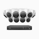 H300 - Kit de surveillance PoE 3MP à 16 canaux avec 10 caméras, vision nocturne EXIR 2.0, détection de mouvement, H.265+, étanchéité IP67