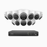 H300 - Kit de surveillance PoE 3MP à 16 canaux avec 12 caméras, vision nocturne EXIR 2.0, détection de mouvement, H.265+, étanchéité IP67