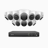 H300 - Kit de surveillance PoE 3MP à 16 canaux avec 12 caméras, vision nocturne EXIR 2.0, détection de mouvement, H.265+, étanchéité IP67