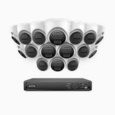 H300 - Kit de surveillance PoE 3MP à 16 canaux avec 16 caméras, vision nocturne EXIR 2.0, détection de mouvement, H.265+, étanchéité IP67