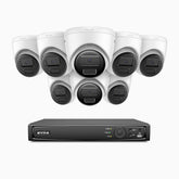 H300 - Kit de surveillance PoE 3MP à 16 canaux avec 8 caméras, vision nocturne EXIR 2.0, détection de mouvement, H.265+, étanchéité IP67