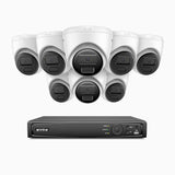 H300 - Kit de surveillance PoE 3MP à 16 canaux avec 8 caméras, vision nocturne EXIR 2.0, détection de mouvement, H.265+, étanchéité IP67