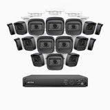 H300 - Kit de surveillance PoE 3MP à 16 canaux avec 16 caméras, vision nocturne EXIR 2.0, détection de mouvement, H.265+, étanchéité IP67