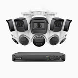 H300 - Kit de surveillance PoE 3MP à 16 canaux avec 5 caméra bullet et 5 caméras tourelle, vision nocturne EXIR 2.0, détection de mouvement, H.265+, étanchéité IP67